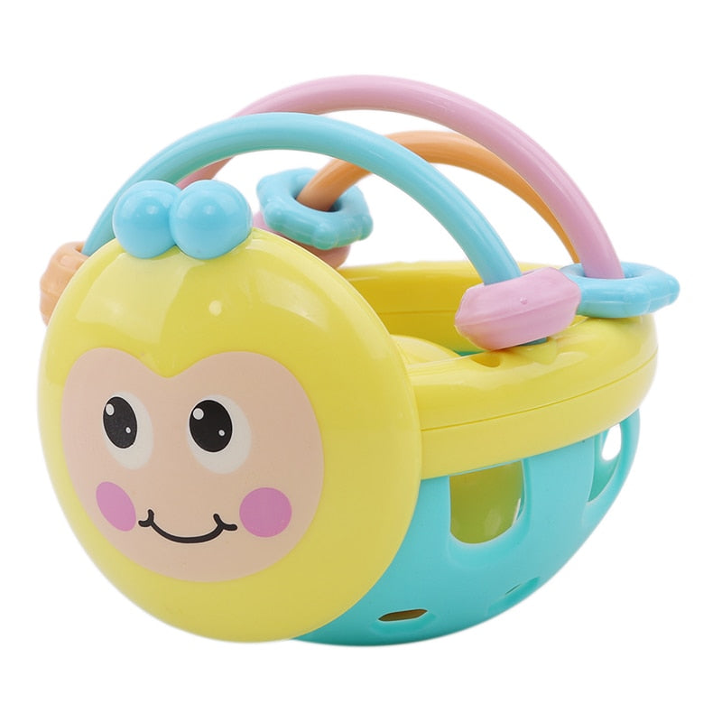 1 Pc Soft Rubber Cartoon Bee Hand Knocking Rattle Dumbbell Baby Early Educational Toys for Kids Preschool Tools Games Gifts