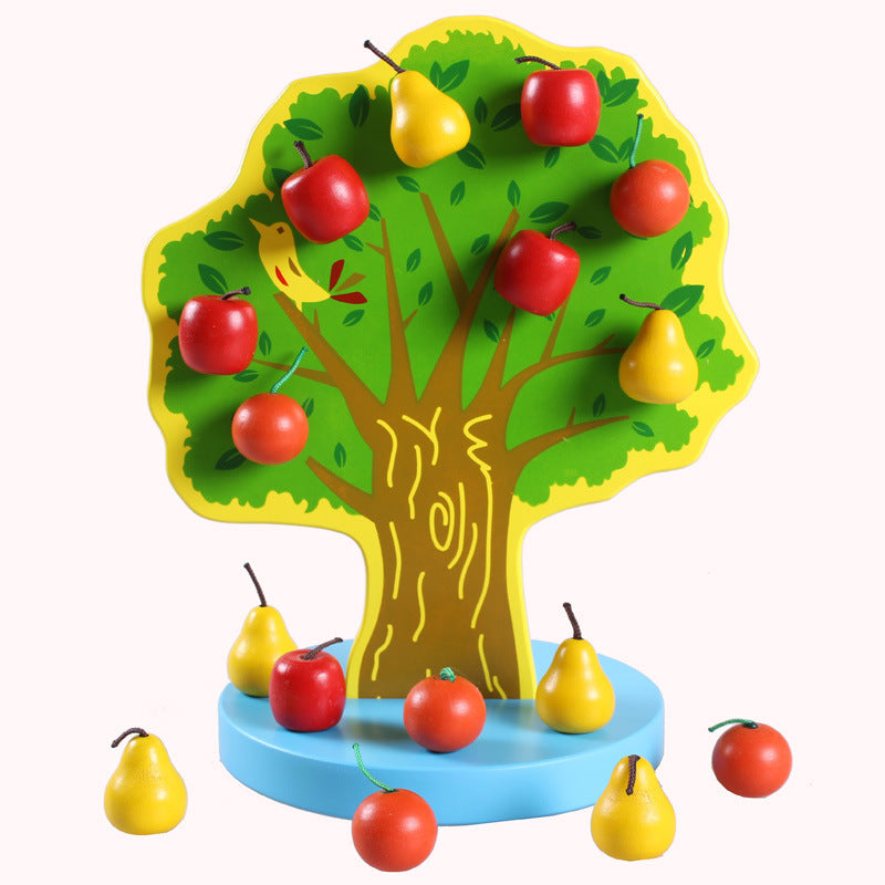 Children's Wooden Early Education Magnetic Fruit Tree 1-2-3 Years Old Baby Counting Games Benefit Intelligence Happy Orchard Toys