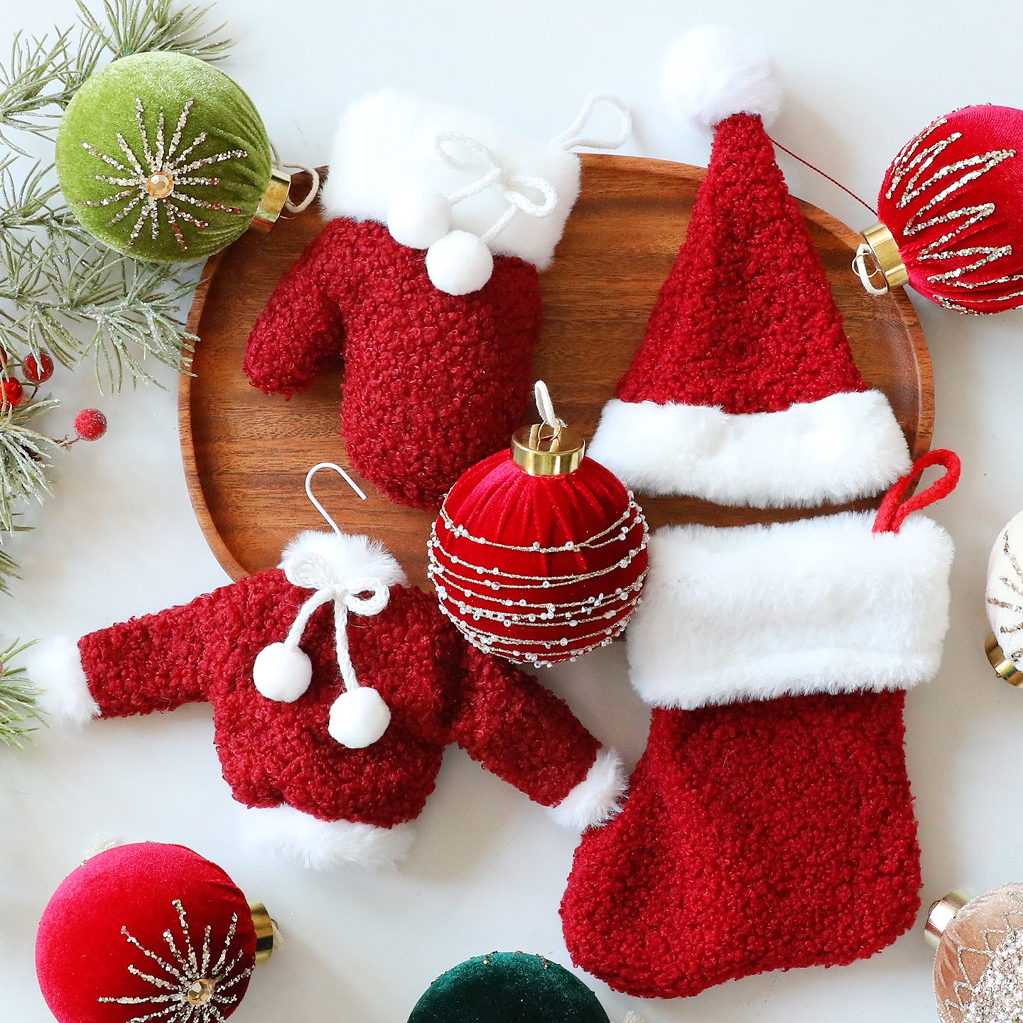 Santa Yuan New Christmas Clothing Socks Santa Hat Ornament Christmas Tree Decoration Window Hanging Decorations Hanging Accessories