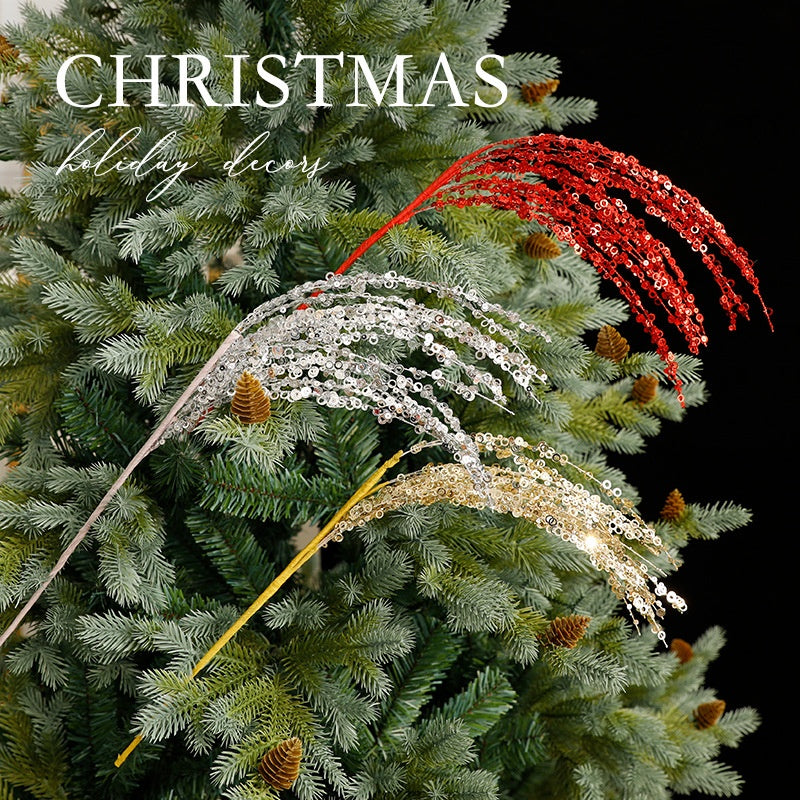 American Christmas Decoration Gold Red Christmas Tree Decoration Handmade DIY Accessories Sparkle Glitter Tinsel Branch Insert