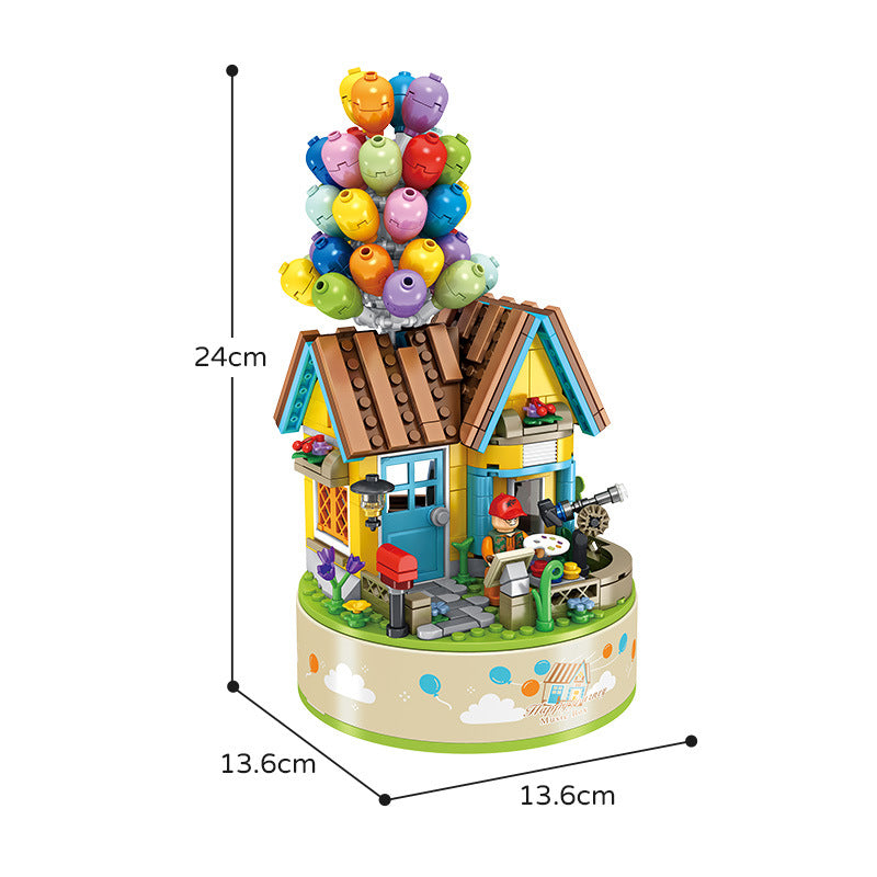 Carousel music box assembly music box ornaments building blocks children's boys and girls toys Christmas gifts