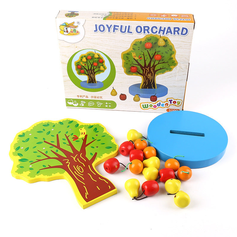 Children's Wooden Early Education Magnetic Fruit Tree 1-2-3 Years Old Baby Counting Games Benefit Intelligence Happy Orchard Toys