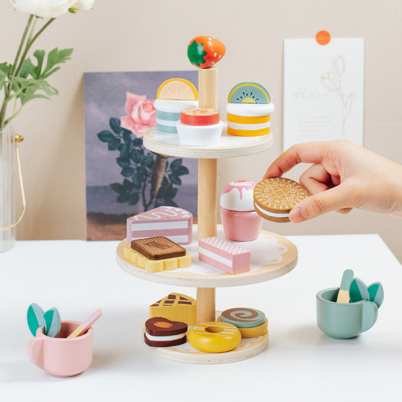 Children's Wooden Home Decor Dessert Set Wooden Christmas Toy Gift Set