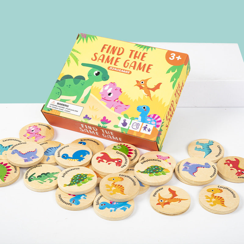 Christmas Toy Gift Dinosaur Find Same Game Children's Puzzle Dinosaur Cognitive Concentration Memory Ability Training Wooden Toy