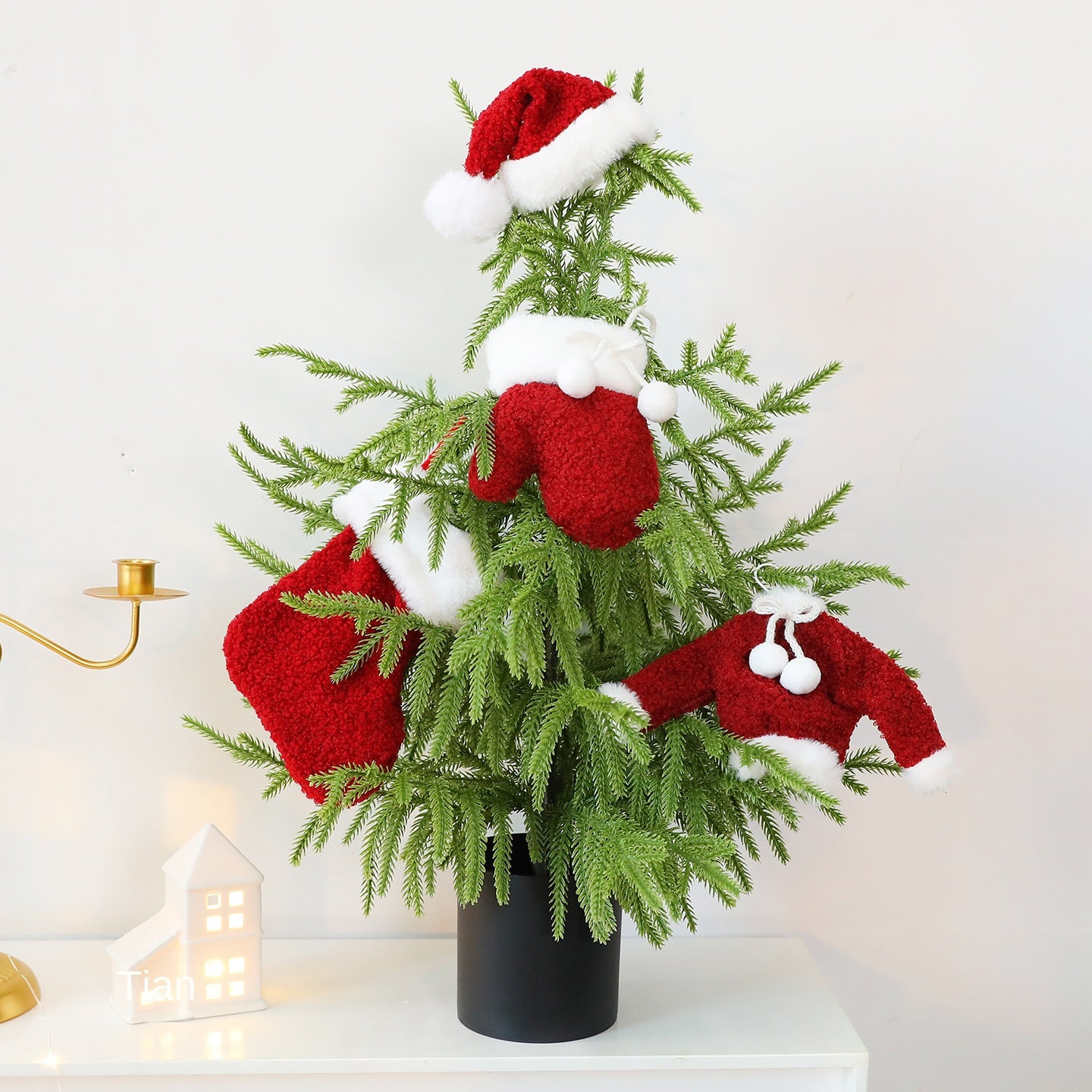 Santa Yuan New Christmas Clothing Socks Santa Hat Ornament Christmas Tree Decoration Window Hanging Decorations Hanging Accessories