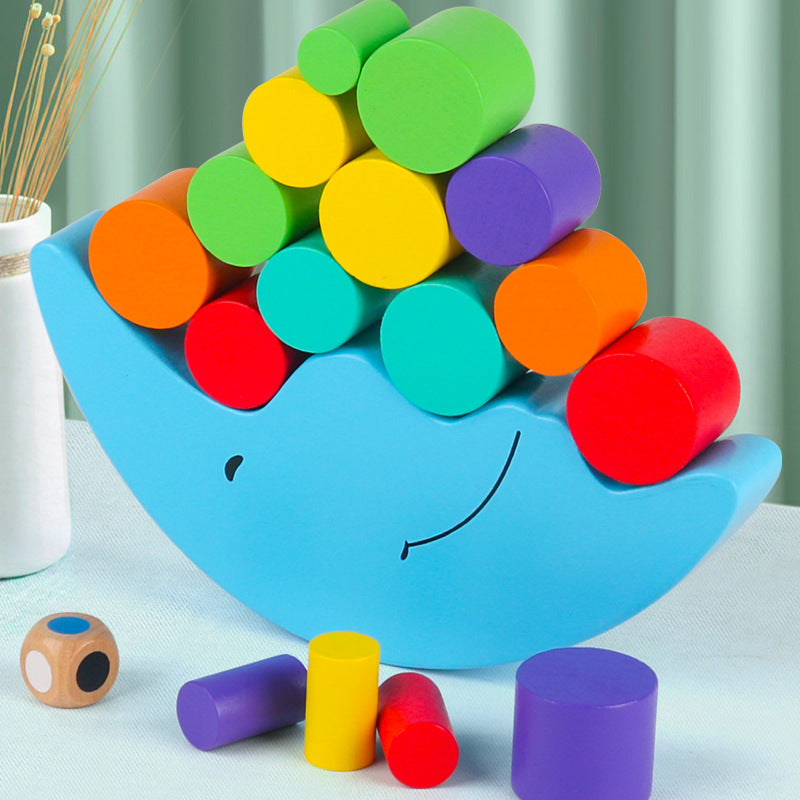 Christmas toy gift, wooden moon, balance beam, building block toy, children's early education, puzzle, stacking, building, tower building, parent-child interactive game