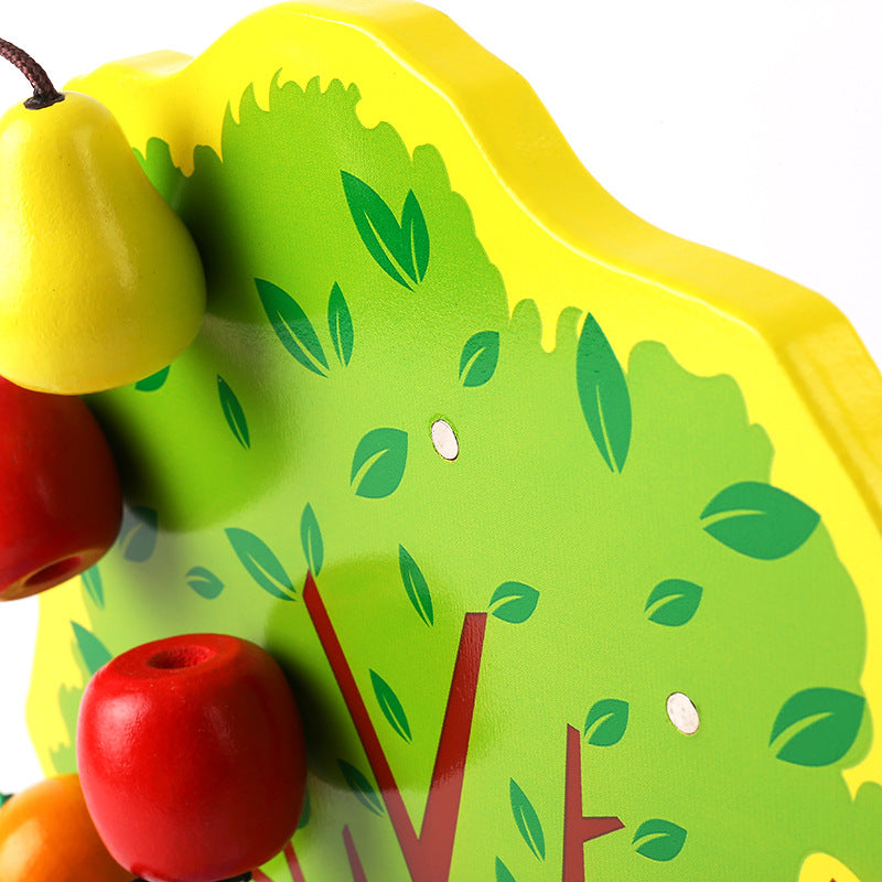 Children's Wooden Early Education Magnetic Fruit Tree 1-2-3 Years Old Baby Counting Games Benefit Intelligence Happy Orchard Toys