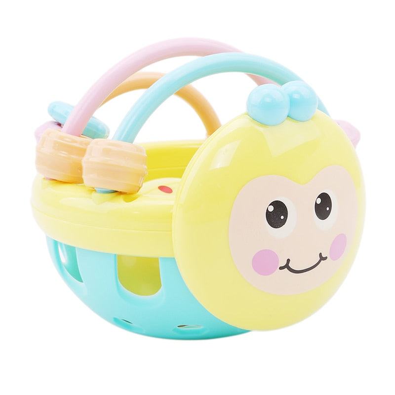 1 Pc Soft Rubber Cartoon Bee Hand Knocking Rattle Dumbbell Baby Early Educational Toys for Kids Preschool Tools Games Gifts