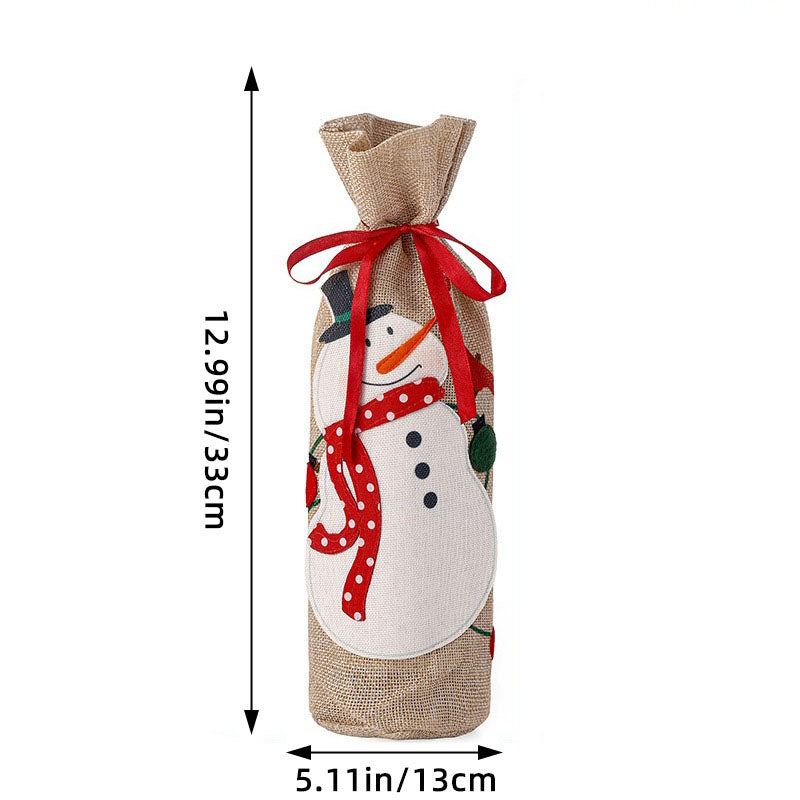 Christmas linen Santa snowman red wine set table wine bottle bag red wine bag Christmas wine bottle set accessories