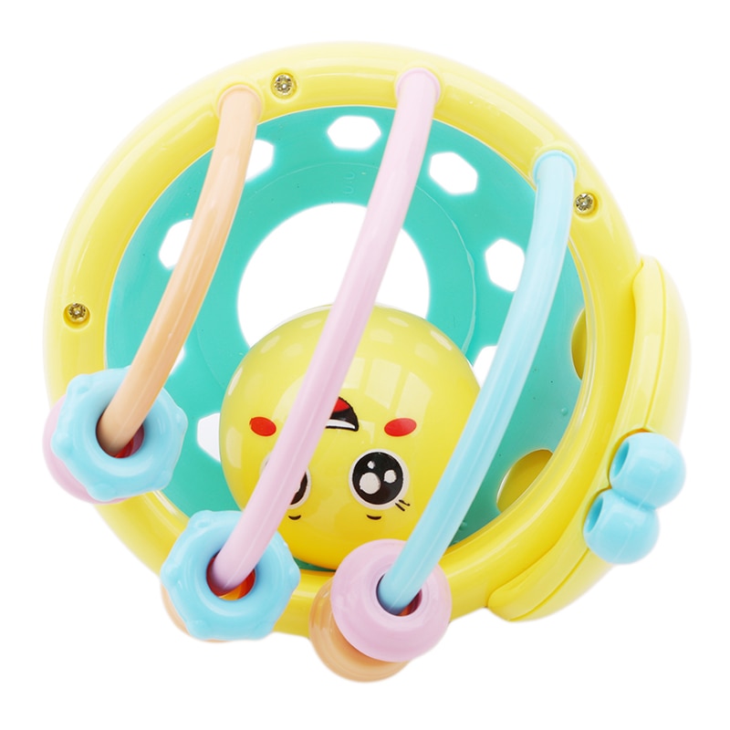 1 Pc Soft Rubber Cartoon Bee Hand Knocking Rattle Dumbbell Baby Early Educational Toys for Kids Preschool Tools Games Gifts