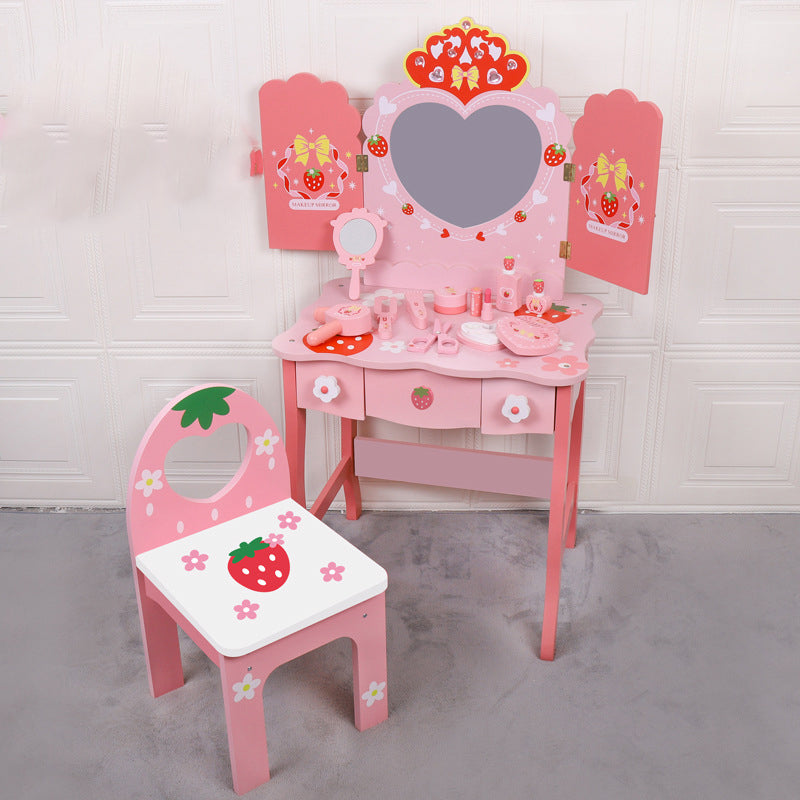 Children's simulated dressing table, princess dressing table, jewelry box, wooden toy