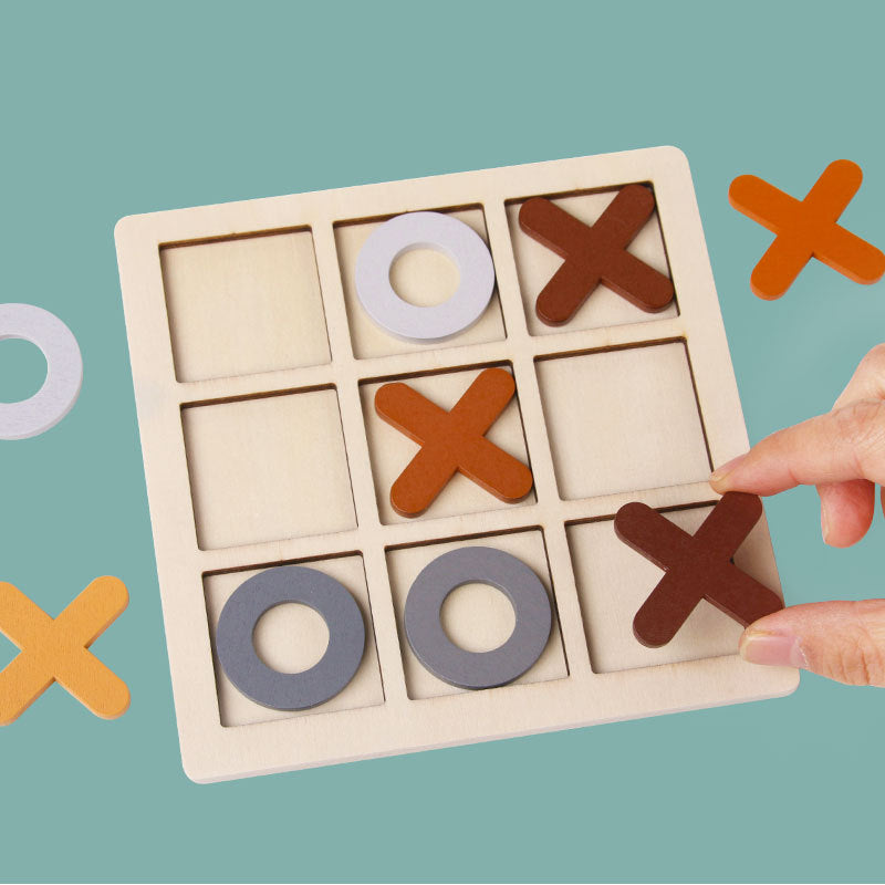 Wooden OX Well Chess Children's Puzzle Nine Palace Grid Triple Chess Game Parent Child Desktop Interaction Christmas Toy Gift