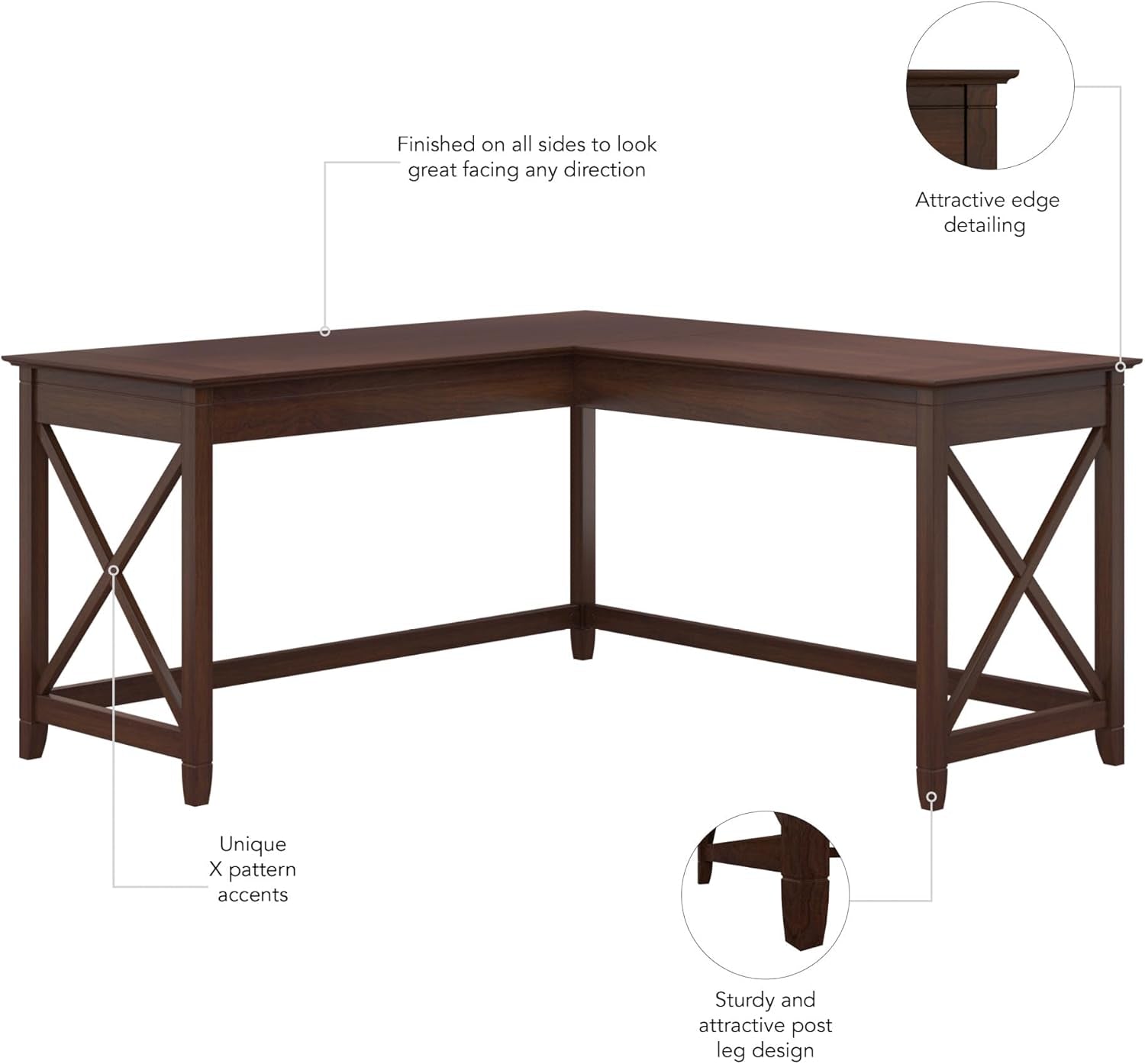 Key West 60W L Shaped Desk For Home Office Workspace-4